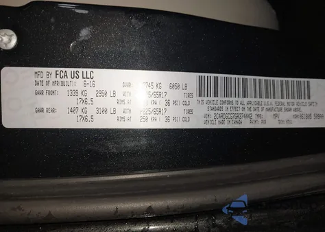 2016 Dodge Grand Caravan Sxt z USA, uszkodzony, nr VIN 2C4RDGCG7GR374442